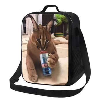 Забавная изолированная сумка для питья Floppa для женщин, переносной термоохладитель Caracal Cat, Ланч-бокс для еды, ланч-бокс для школьников