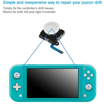 Сменная деталь аналогового джойстика с большим пальцем в комплекте из 2 частей для контроллера Nintendo Switch Lite Joy-Con - с набором инструментов для ремонта Изображение 2