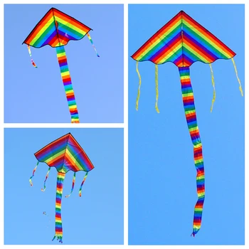 бесплатная доставка радужный воздушный змей игрушки летающие воздушные змеи для взрослых с ручкой eagle kiteboard power kite reel нейлоновые игрушки летающие воздушные змеи