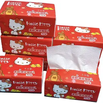 Новые 90 листов одноразовых бумажных полотенец Kawaii Red Hello Kitty с рисунком Аниме Sanrios, Бытовая Туалетная бумага, Салфетки, Бумаги, Подарки
