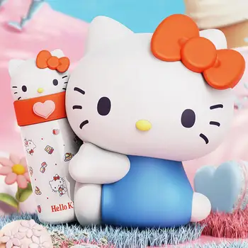 350 мл Hello Kitty Sanrio Cinnamoroll Kuromi Термос Чашка Аниме Фигурка Каваи Кукла Высокой Емкости Портативный Нескользящий Рождественский Подарок