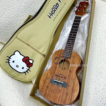 Hello Kitty Sanrio Плюшевая Кавайная мультяшная милая Гавайская гитара начального уровня Маленькая гитара Аниме Плюшевые игрушки для девочек Детские игрушки Подарок на День рождения