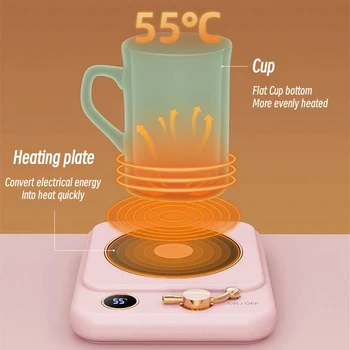 Подогреватель кофейных чашек, электрический нагреватель кружек 220 В, постоянная температура 55/65/75 ℃, подставка с подогревом для чая с молоком, грелка для воды, теплый коврик Изображение 2