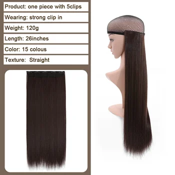 Синтетический BENEHAIR длиной 26 дюймов, прямая заколка для наращивания волос, 5 заколок для наращивания волос для женщин, заколка для наращивания волос Изображение 2