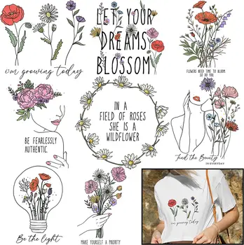 8шт Женские наклейки с цветочным рисунком, виниловые нашивки с теплопередачей для одежды для пары 