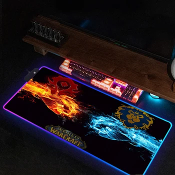 World of Warcraft Xxl Игровой Коврик Для Мыши С RGB Подсветкой Настольный Коврик Deskmat Дешевый Шкаф Для ПК Геймера Большой Коврик Для Мыши Led Коврик Для Мыши 900x400