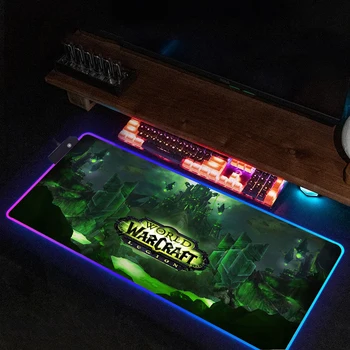 World of Warcraft Xxl Игровой Коврик Для Мыши С RGB Подсветкой Настольный Коврик Deskmat Дешевый Шкаф Для ПК Геймера Большой Коврик Для Мыши Led Коврик Для Мыши 900x400 Изображение 2
