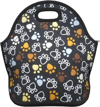 Разноцветная собачья лапа, многоразовая изолированная неопреновая сумка для ланча, переносные сумки-холодильники для ланча