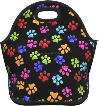 Разноцветная собачья лапа, многоразовая изолированная неопреновая сумка для ланча, переносные сумки-холодильники для ланча Изображение 2