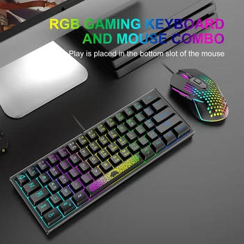 Проводная клавиатура K61 RGB, 60-процентная эргономичная игровая клавиатура, 62 клавиши, механическая клавиатура USB, несколько режимов для ноутбука, ПК, планшета Изображение 2