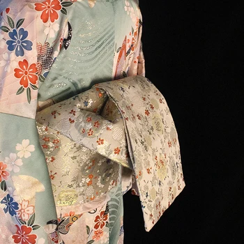 Женское кимоно Obi, пояс из высококачественной окрашенной парчи, Юката с бантиком, одежда для косплея, аксессуары для кимоно