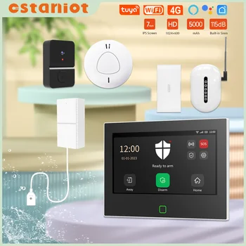 Сигнализация Staniot для домашней охранной системы 7-дюймовый WiFi 4G беспроводной Tuya Smart App Control Работает Alexa с датчиком утечки воды