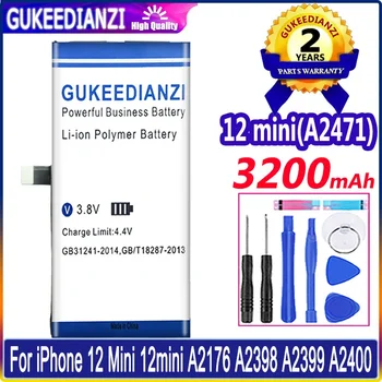 GUKEEDIANZI 12 Mini (A2471) Сменный Аккумулятор 3200 мАч Для Apple iPhone 12 Mini 12mini A2176 A2398 A2399 A2400 + Инструменты