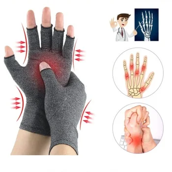 1 пара зимних компрессионных перчаток для лечения артрита, реабилитационных перчаток без пальцев, перчаток для лечения артрита, браслета для поддержки запястья.