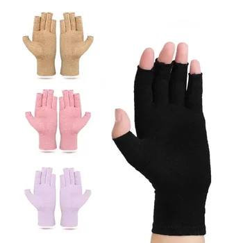 1 пара зимних компрессионных перчаток для лечения артрита, реабилитационных перчаток без пальцев, перчаток для лечения артрита, браслета для поддержки запястья. Изображение 2