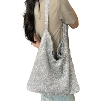 Сумка через плечо 2023, блестящая сумка-тоут, универсальная сумка для покупок, модная сумочка Изображение 2