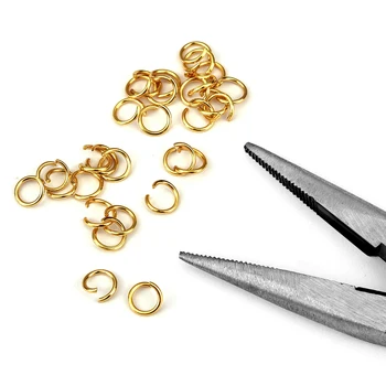 100-200 шт./лот, Золотые кольца для прыжков из нержавеющей стали, материалы для изготовления ювелирных изделий, серьги 
