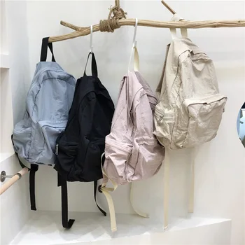Рюкзак в корейском стиле 2023, Новый модный Водонепроницаемый Однотонный Повседневный Простой холщовый рюкзак для пригородных поездок, школьные сумки