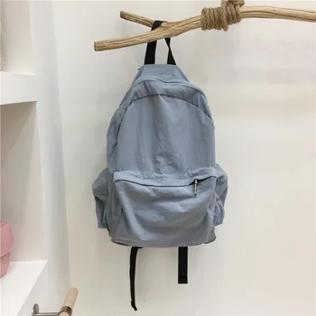 Рюкзак в корейском стиле 2023, Новый модный Водонепроницаемый Однотонный Повседневный Простой холщовый рюкзак для пригородных поездок, школьные сумки Изображение 2