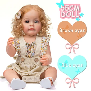 55 см Кукла-Реборн, силикон для всего тела, Сью-Сью, Милая девочка-принцесса ручной работы, 3D окрашивание укоренившихся волос, водонепроницаемая игрушка в подарок для девочек