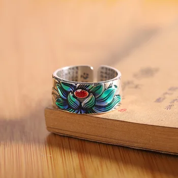 Модное кольцо-Сутра в виде сердца Лотоса в этническом стиле для мужчин и женщин с универсальным отверстием для открывания колец