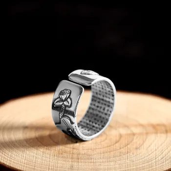Модное кольцо-Сутра в виде сердца Лотоса в этническом стиле для мужчин и женщин с универсальным отверстием для открывания колец Изображение 2