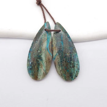 Женские серьги-капли из натуральной хризоколлы, серьги с драгоценными камнями, бусины для изготовления ювелирных изделий