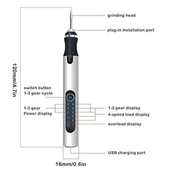 Мини-электрическая шлифовальная машина, аккумуляторная электрическая дрель, гравировальная ручка своими руками, гравировальный станок, электрическая маленькая шлифовальная ручка (B) Изображение 2