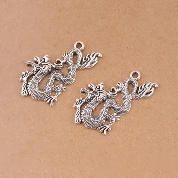 2шт серебряного цвета Китайский дракон Подвески DIY Ювелирные изделия Кулон для браслета ожерелья