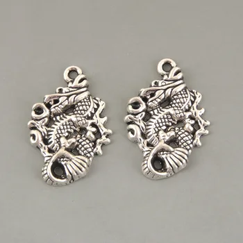 2шт серебряного цвета Китайский дракон Подвески DIY Ювелирные изделия Кулон для браслета ожерелья Изображение 2