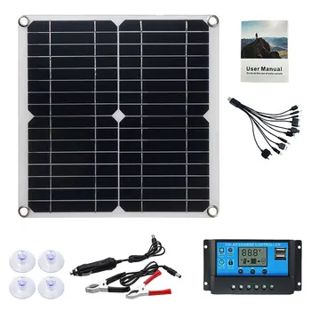 Солнечная панель мощностью 100 Вт с двумя фотоэлектрическими элементами USB18V/5V с контроллером Портативные наружные перезаряжаемые солнечные батареи Изображение 2