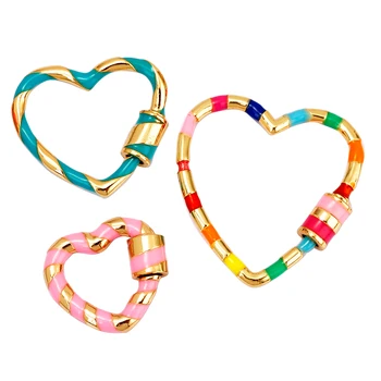 Застежка-карабин с разноцветной эмалью в виде сердечка Love Spring, для металлической цепочки и шнура, Выводы для самодельных Компонентов