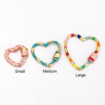 Застежка-карабин с разноцветной эмалью в виде сердечка Love Spring, для металлической цепочки и шнура, Выводы для самодельных Компонентов Изображение 2