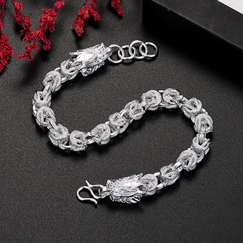 Благородное серебро 925 Пробы Изысканные браслеты с головой дракона для мужчин и женщин модные дизайнерские украшения для свадебной вечеринки праздничные подарки