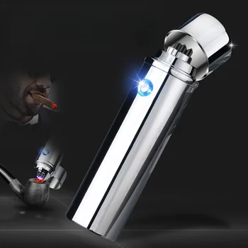 Новая импульсная Плазменно-Дуговая USB-зарядка Портативная Ветрозащитная Металлическая Сигара Необычная Зажигалка Для кемпинга на открытом воздухе Персонализированные Креативные Подарки для мужчин