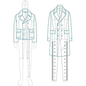Мужская мода Иллюстрация Линейка Шаблон для рисования, как показано Акрил для шитья Дизайн рисунка гуманоида, измерение одежды Изображение 2