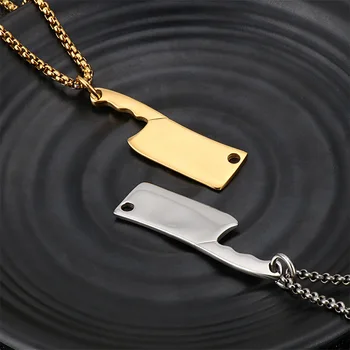 Мини-кухонный Нож из нержавеющей стали Кулон Мужское модное ожерелье в стиле панк Аксессуары