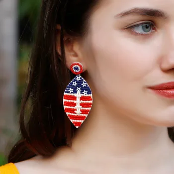 Новый летний стиль Ручной работы Классический американский флаг Серьги из бисера для женщин и девочек Модные украшения