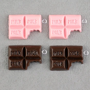 10шт Прекрасные розовые шоколадные подвески для изготовления ювелирных изделий Имитация Сахарной смолы Кулон с плоской спинкой Серьги-брелки своими руками
