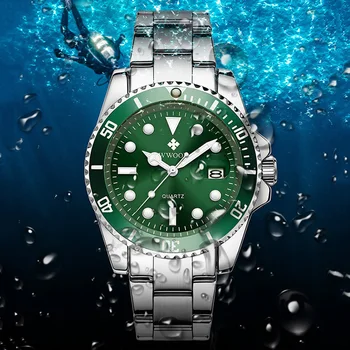 WWOOR Мужские часы Лучший бренд класса Люкс Бизнес Водонепроницаемые Светящиеся Мужские кварцевые наручные часы с большим циферблатом Спортивные часы из нержавеющей стали