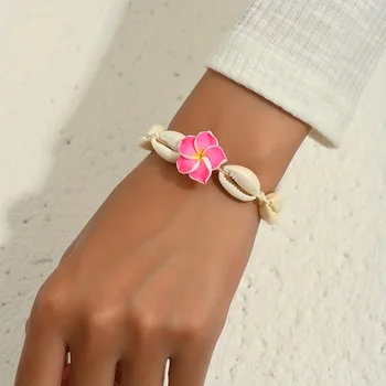 1 шт. Новый элегантный женский браслет, модный и простой, в стиле пляжного отдыха, имитирующий раковину, плетение цветов, женский браслет