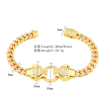 Бренд Zlxgirl, Циркониевый браслет в форме двух леопардов, ювелирные изделия, Изысканные женские свадебные Золотые браслеты, модная панк-бижутерия Изображение 2