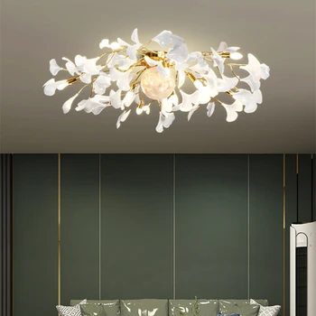 Роскошный Дизайн потолочного светильника Ginkgo Leaf fancy light Moon Gold /White Led Light для Гостиной, Декора Спальни, кухонного островного освещения