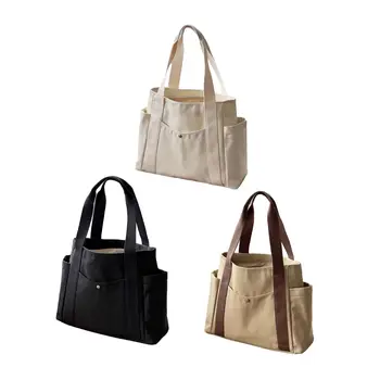 Женская сумка-тоут, холщовая сумочка, рабочий кошелек с множеством карманов, модная женская пляжная сумка с ручкой, сумка для покупок на молнии