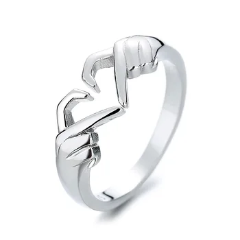 1шт Европейские американские кольца с двойными руками в виде сердца для женщин, открывающие Простые кольца для любви, модные украшения, подарок для вечеринки