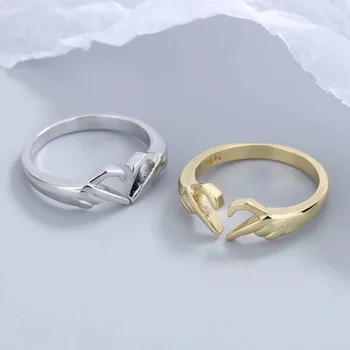 1шт Европейские американские кольца с двойными руками в виде сердца для женщин, открывающие Простые кольца для любви, модные украшения, подарок для вечеринки Изображение 2