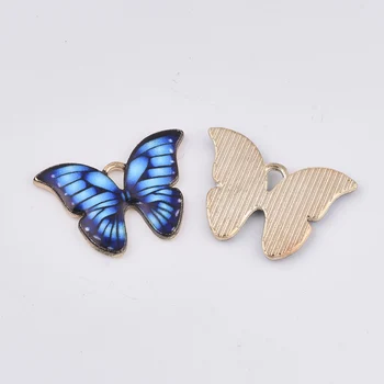 10 шт. печатных подвесок-бабочек из сплава с эмалью для браслета-ожерелья 