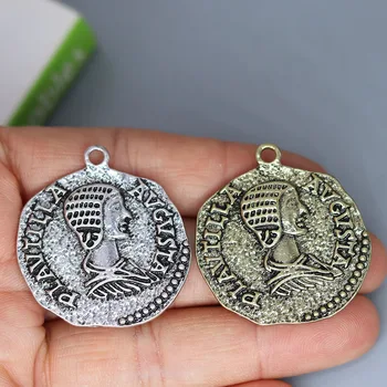 3 шт./лот, монета в стиле денье, шарм в виде лица, Римский памятный кулон для ожерелья с гравировкой 