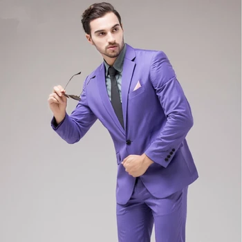 Новейший Фиолетовый Мужской костюм 2023 Slim Fit Skinny Смокинг Жениха Для Выпускного Вечера, Свадебной вечеринки, Мужские Костюмы Terno Masuclino, 2 предмета (Блейзер + брюки)
