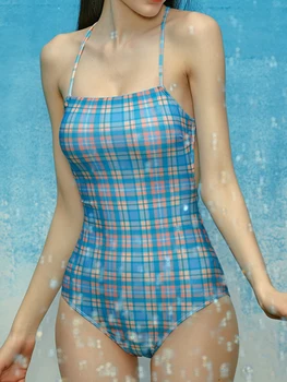 Корейская версия купальника с сетчатым шнурком, цельные купальники 2023, Женское купальное боди с открытой спиной, летняя пляжная одежда